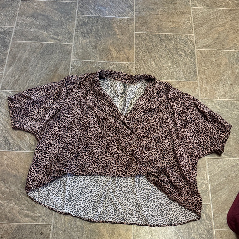 Anthropologie Brown Leopard Print Blouse
